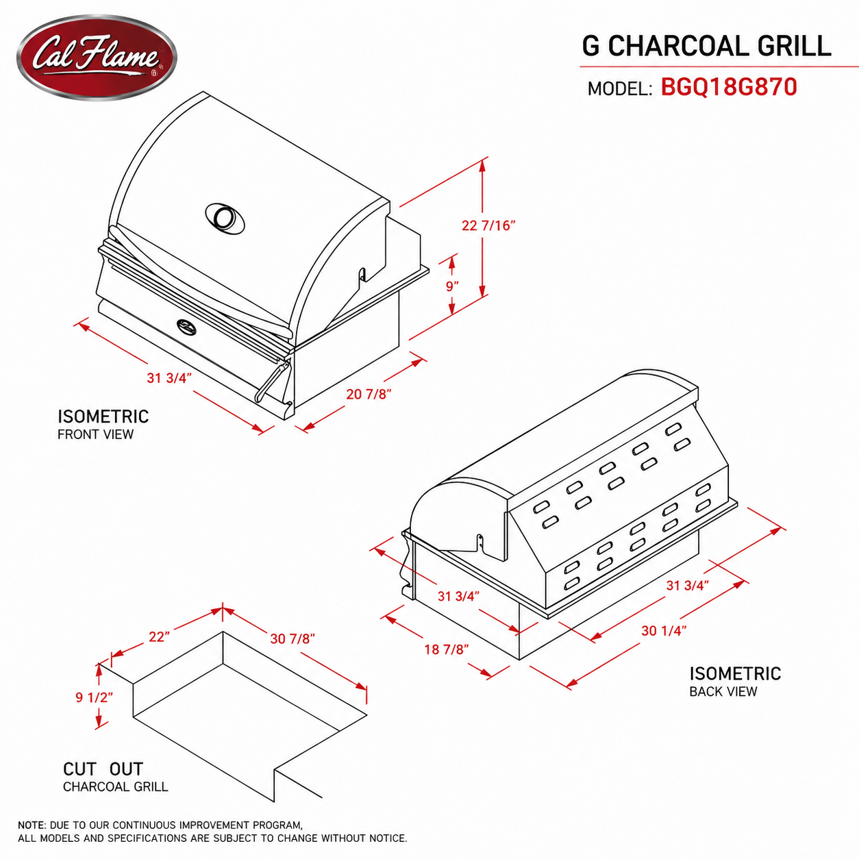 Cal Flame G Series Charcoal Grill – Premium Outdoor Charcoal BBQ for Luxury Outdoor Kitchens