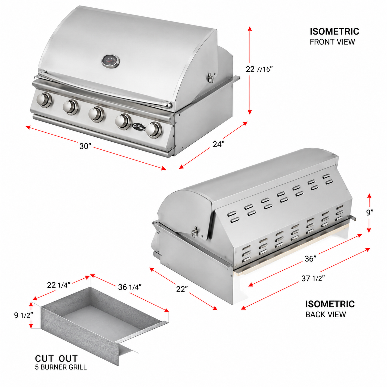Cal Flame G Series™ 5 Burner Built-In Grill – Professional Outdoor Cooking Power