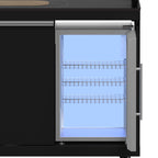 Forno All’Aperto 87,600 BTU Outdoor Kitchen, 4 Burners, Infrared Burners, Side Burner, Black Sintered Stone Countertops, Gas Pizza Oven, Sink Module, Bar & Beverage Center