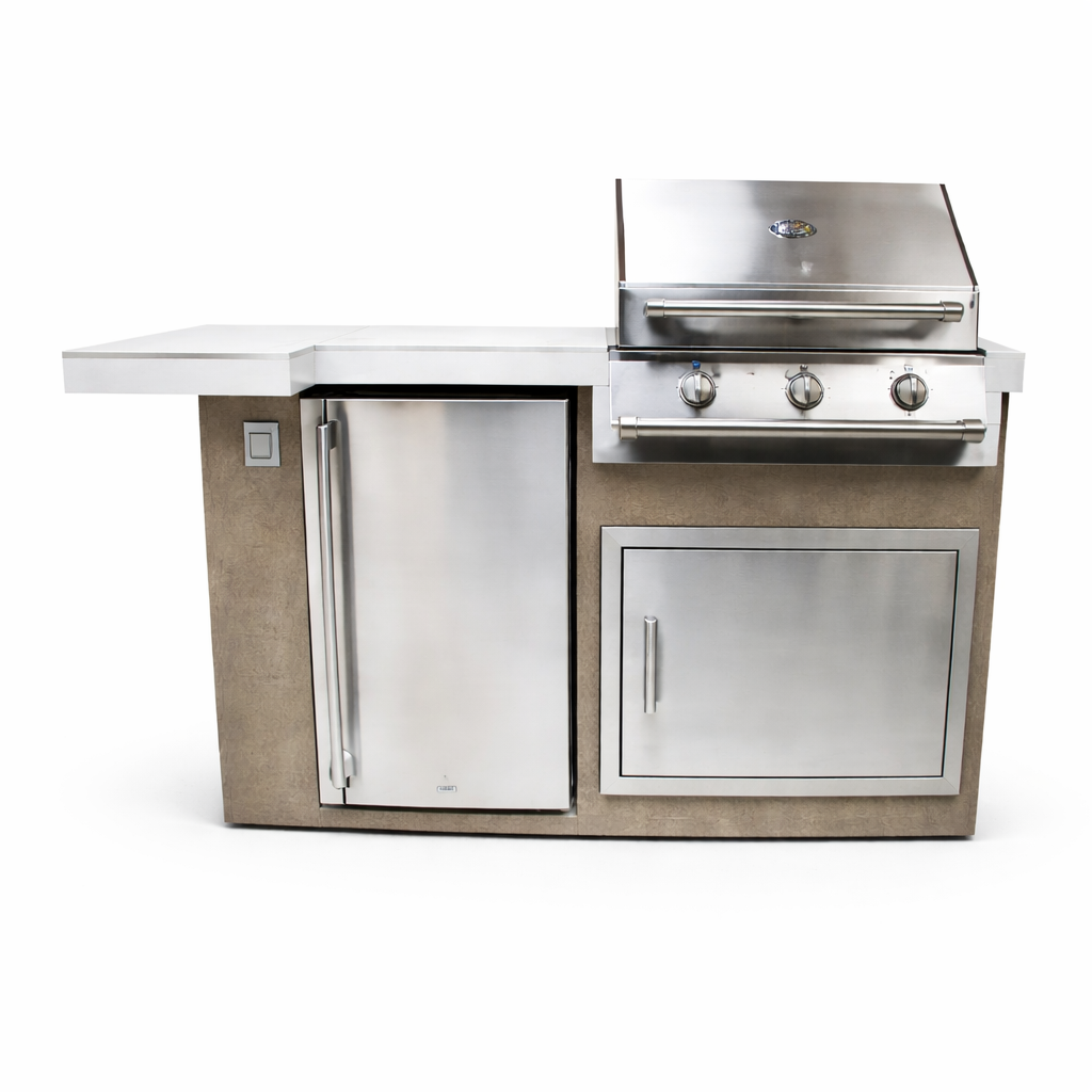 Kokomo Mini Maui Outdoor Kitchen Island with 26" Grill, Fridge & Seating