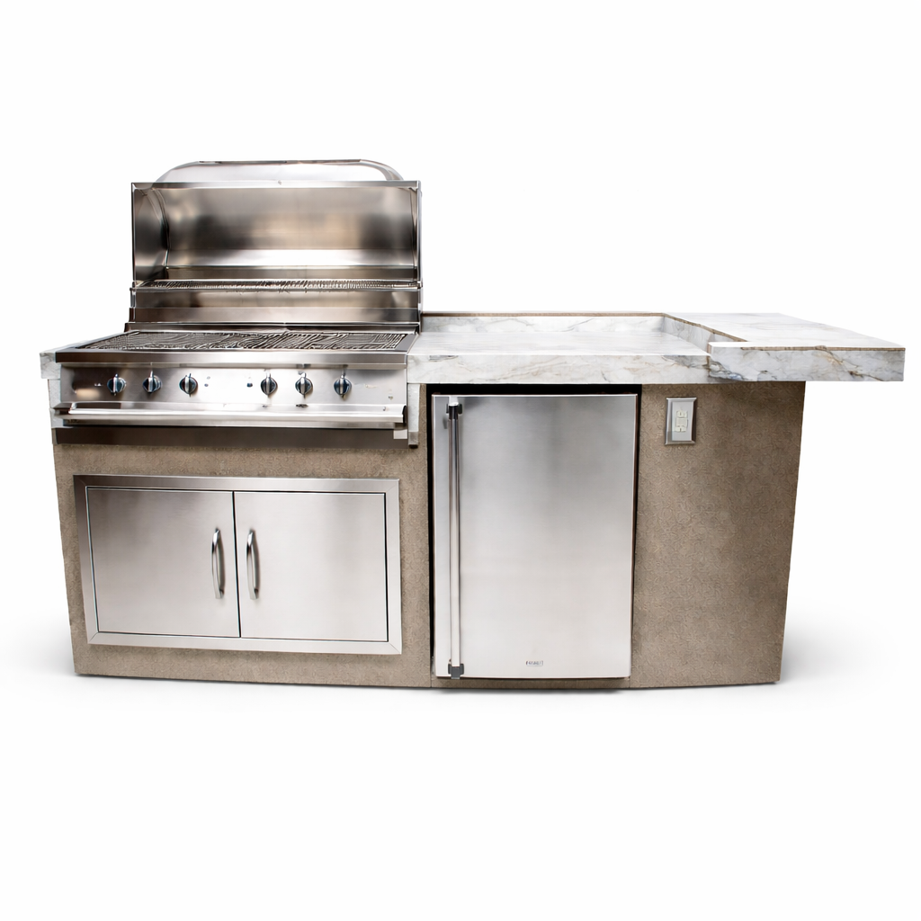 St. John Outdoor Kitchen Island with 32" Grill, Fridge & Bar Seating