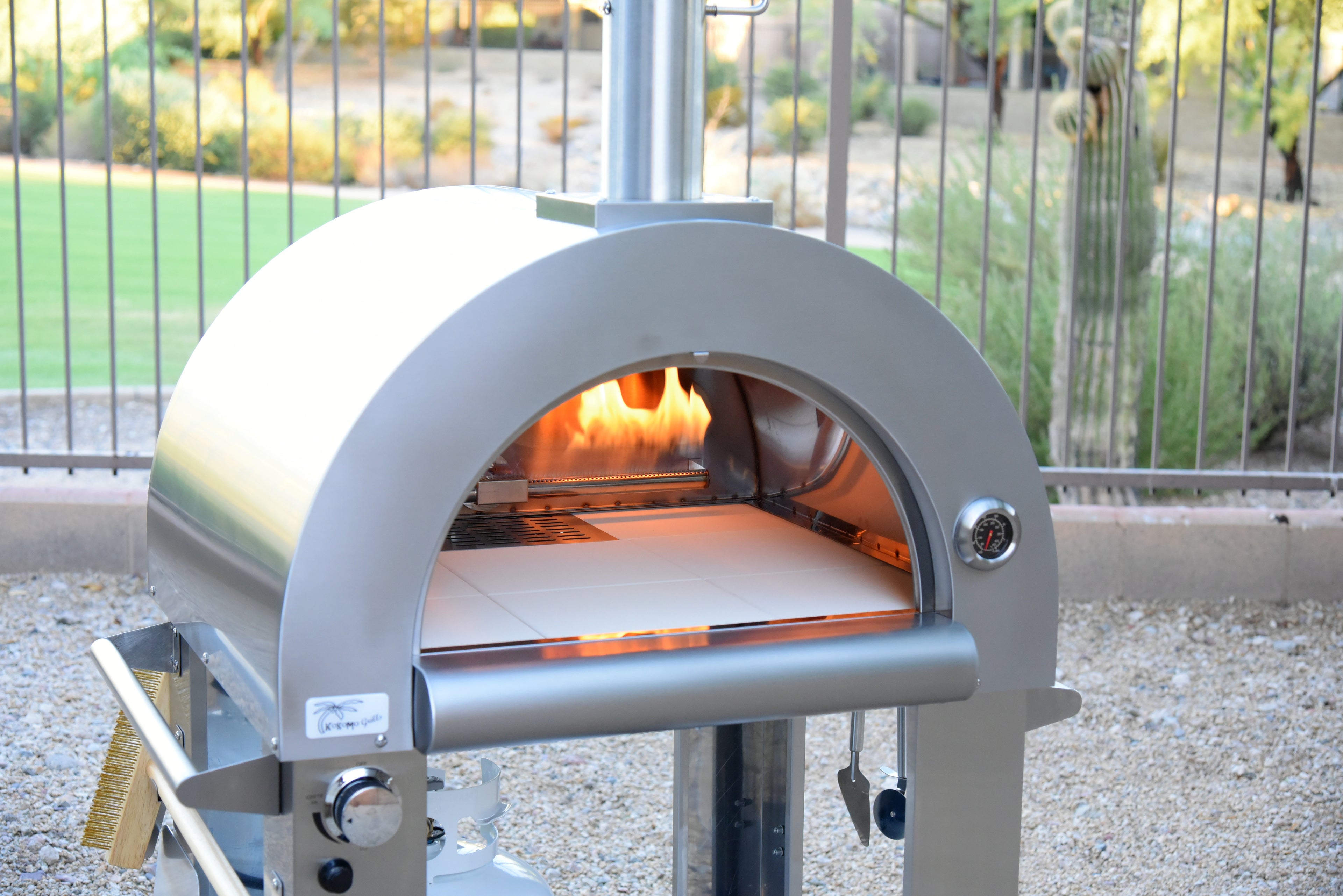 KoKoMo 32" Dual Fuel Gas & Wood Fired Stainless Steel Pizza Oven
