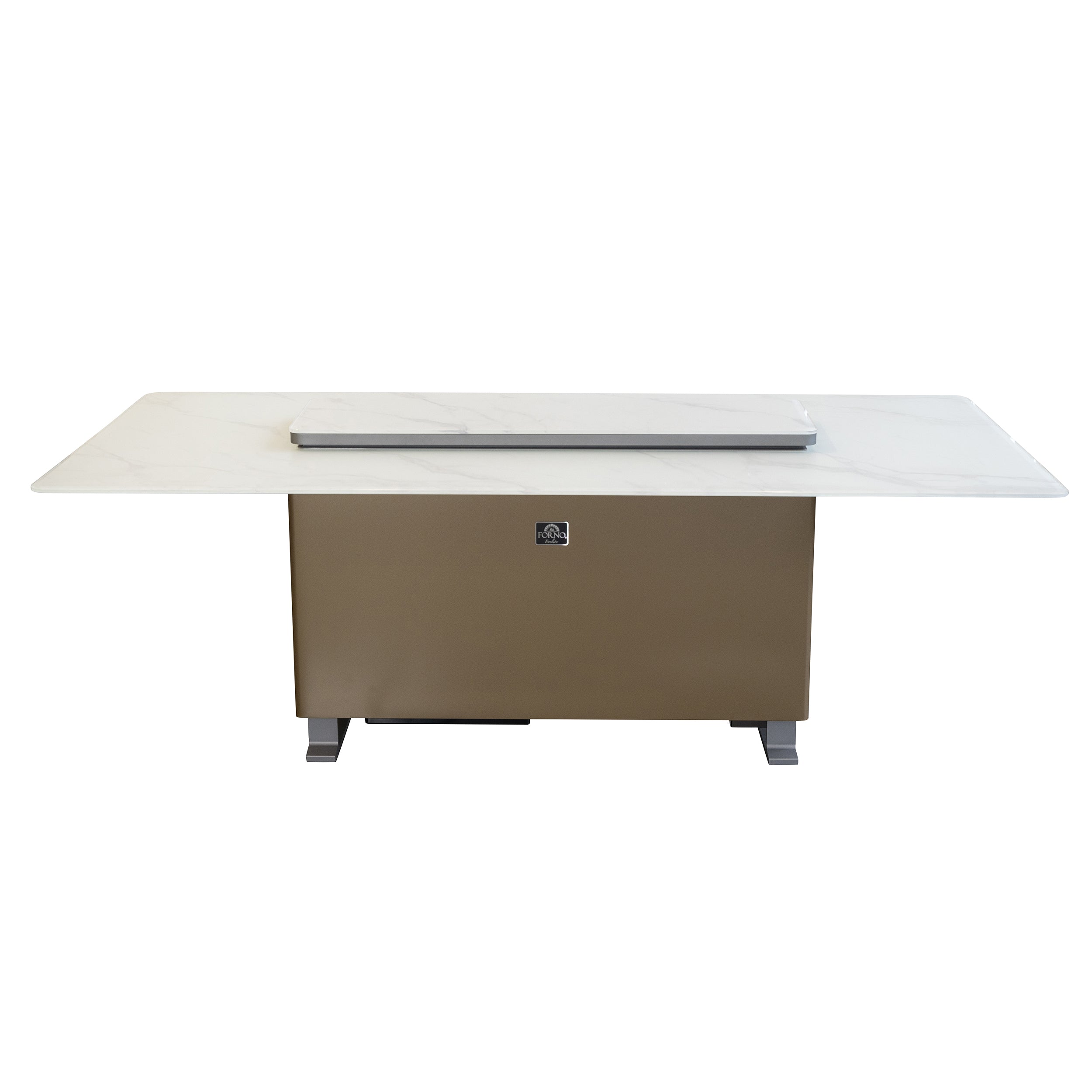Cinetico Smart Dining Table in White, 5.3 cu.ft fridge and freezer with Bluetooth control