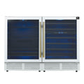 Gemello 48 Inch Side-by-Side Wine and Beverage Cooler in White with Antique Brass Handles, French Door, 9.6 cu. ft.