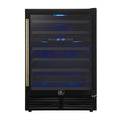 Forno Bacchino 24 Inch Wine Cooler, Black with Antique Brass Handles, with LED Lighting, Triple Glass Door, 51 Bottle Capacity, Built-In or Freestanding